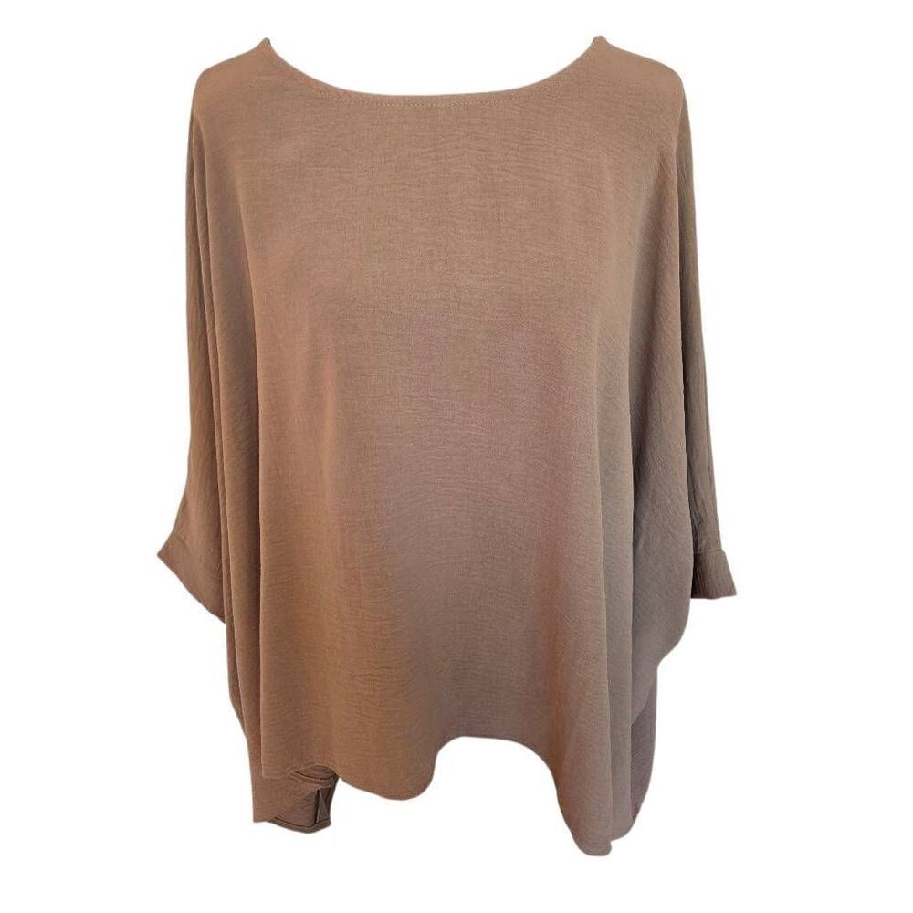 Tangerine Womens Tan Oversized Kimona Style Sleeve Top